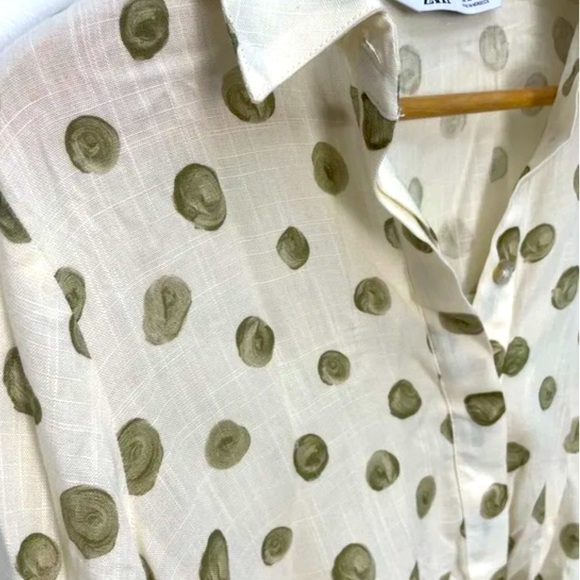 ZARA POLKA DOT PRINT SHIRT WITH FEONT KNOT SIZE S - Picture 10 of 11